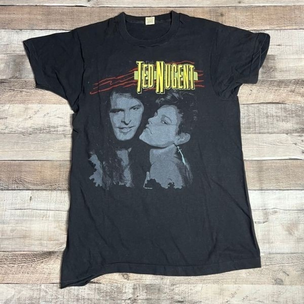 Ted Nugent Shirt Large Black Vintage Miss Dangerass Tour 80s 1986 Rock Band